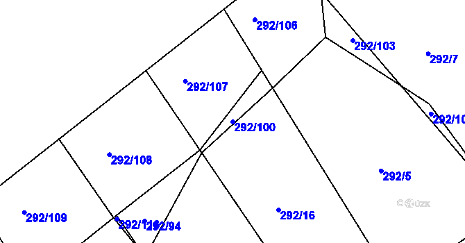 Parcela st. 292/100 v KÚ Rokytnice u Slavičína, Katastrální mapa