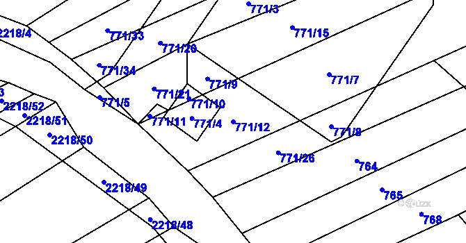 Parcela st. 771/12 v KÚ Rokytnice u Slavičína, Katastrální mapa