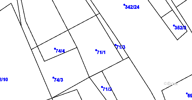 Parcela st. 71/1 v KÚ Rokytnice u Slavičína, Katastrální mapa
