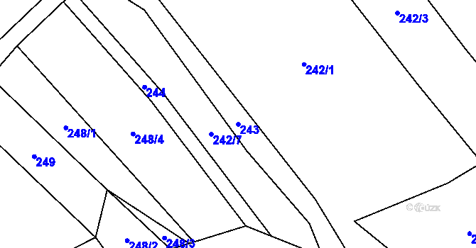 Parcela st. 243 v KÚ Rokytnice u Slavičína, Katastrální mapa