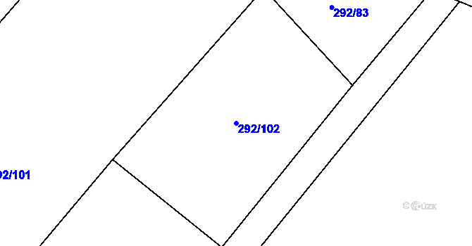 Parcela st. 292/102 v KÚ Rokytnice u Slavičína, Katastrální mapa
