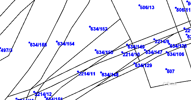 Parcela st. 634/150 v KÚ Rokytnice u Slavičína, Katastrální mapa