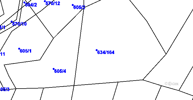 Parcela st. 634/164 v KÚ Rokytnice u Slavičína, Katastrální mapa