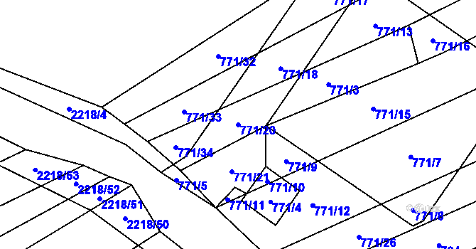Parcela st. 771/20 v KÚ Rokytnice u Slavičína, Katastrální mapa