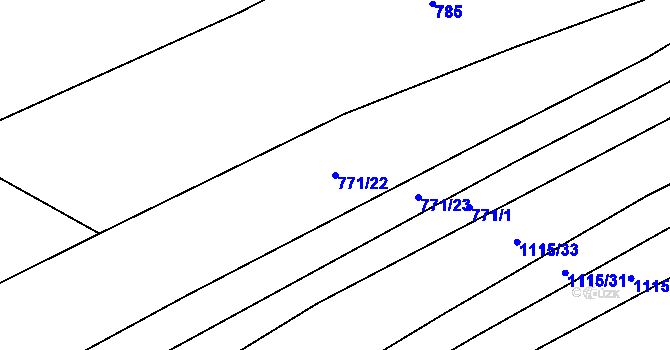 Parcela st. 771/22 v KÚ Rokytnice u Slavičína, Katastrální mapa