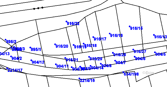 Parcela st. 916/18 v KÚ Rokytnice u Slavičína, Katastrální mapa