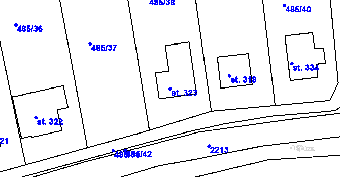 Parcela st. 323 v KÚ Rokytnice u Slavičína, Katastrální mapa