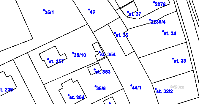 Parcela st. 354 v KÚ Rokytnice u Slavičína, Katastrální mapa