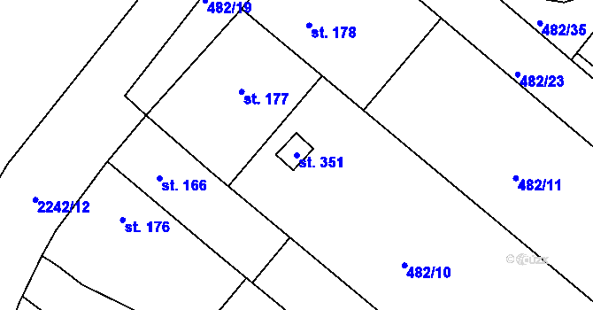 Parcela st. 351 v KÚ Rokytnice u Slavičína, Katastrální mapa