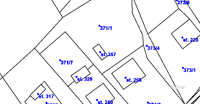 Parcela st. 357 v KÚ Rokytnice u Slavičína, Katastrální mapa