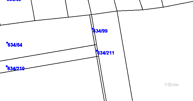 Parcela st. 634/211 v KÚ Rokytnice u Slavičína, Katastrální mapa