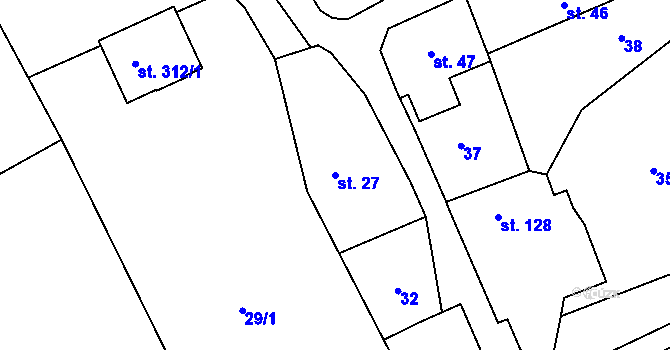 Parcela st. 27 v KÚ Rokytnice u Slavičína, Katastrální mapa