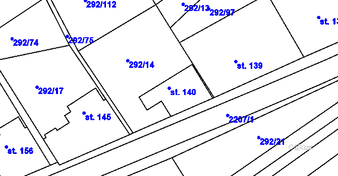 Parcela st. 140 v KÚ Rokytnice u Slavičína, Katastrální mapa