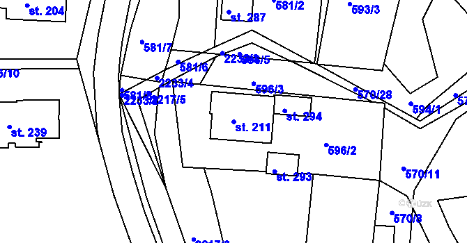 Parcela st. 211 v KÚ Rokytnice u Slavičína, Katastrální mapa