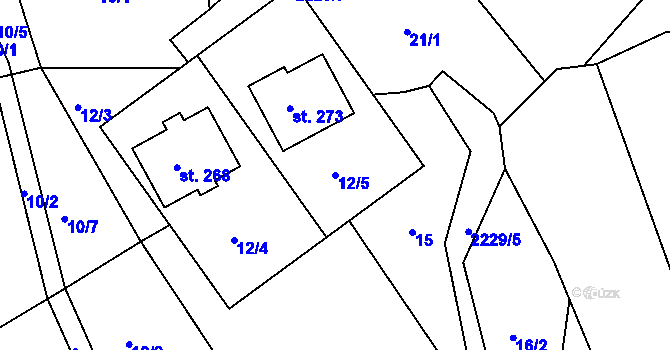 Parcela st. 12/5 v KÚ Rokytnice u Slavičína, Katastrální mapa