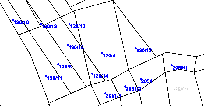 Parcela st. 120/4 v KÚ Rokytnice u Slavičína, Katastrální mapa
