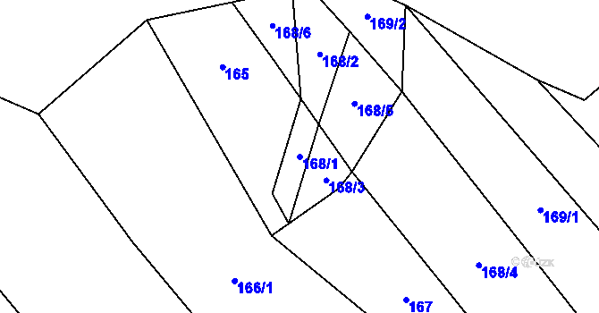 Parcela st. 168/1 v KÚ Rokytnice u Slavičína, Katastrální mapa