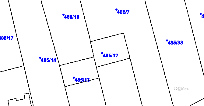 Parcela st. 485/12 v KÚ Rokytnice u Slavičína, Katastrální mapa