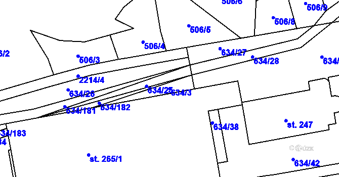 Parcela st. 634/3 v KÚ Rokytnice u Slavičína, Katastrální mapa