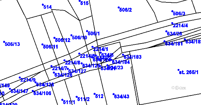 Parcela st. 634/6 v KÚ Rokytnice u Slavičína, Katastrální mapa