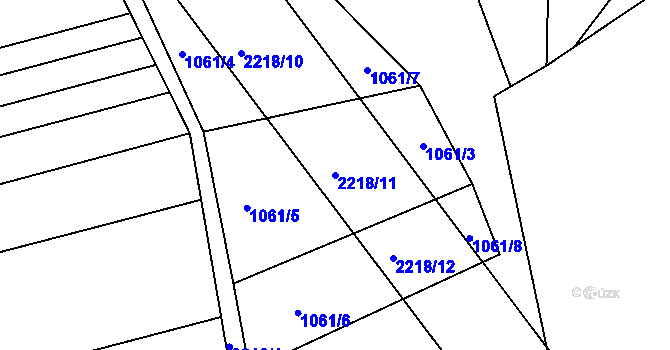 Parcela st. 2218/11 v KÚ Rokytnice u Slavičína, Katastrální mapa