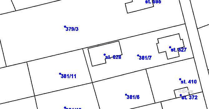Parcela st. 628 v KÚ Rokytnice u Přerova, Katastrální mapa