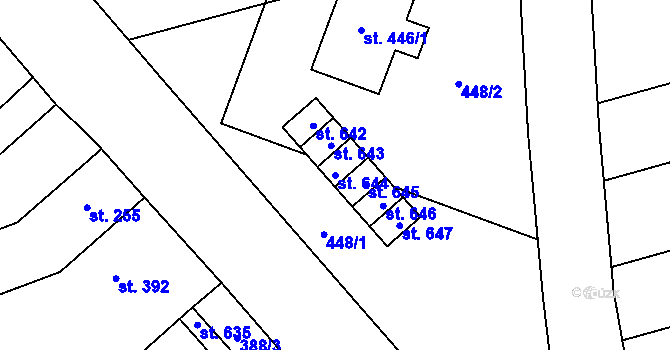 Parcela st. 644 v KÚ Rokytnice u Přerova, Katastrální mapa