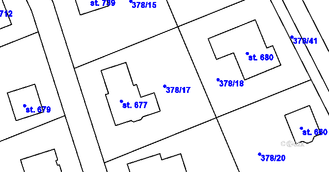 Parcela st. 378/17 v KÚ Rokytnice u Přerova, Katastrální mapa