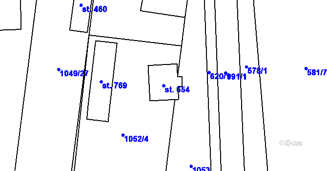 Parcela st. 654 v KÚ Rokytnice u Přerova, Katastrální mapa