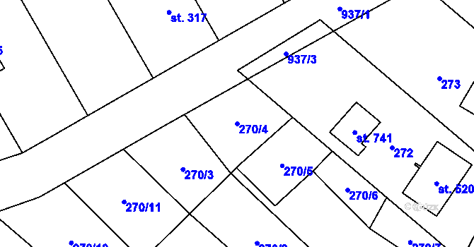 Parcela st. 270/4 v KÚ Rokytnice u Přerova, Katastrální mapa