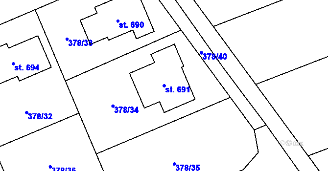 Parcela st. 691 v KÚ Rokytnice u Přerova, Katastrální mapa