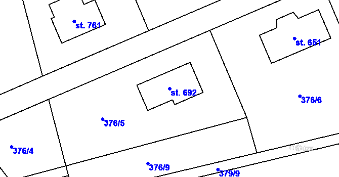 Parcela st. 692 v KÚ Rokytnice u Přerova, Katastrální mapa