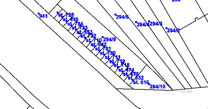 Parcela st. 711 v KÚ Rokytnice u Přerova, Katastrální mapa