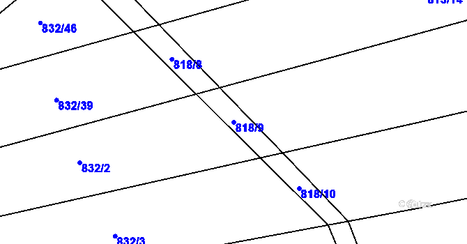Parcela st. 818/9 v KÚ Rokytnice u Přerova, Katastrální mapa