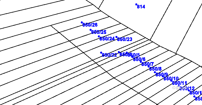 Parcela st. 850/22 v KÚ Rokytnice u Přerova, Katastrální mapa