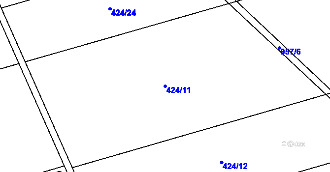Parcela st. 424/11 v KÚ Rokytnice u Přerova, Katastrální mapa