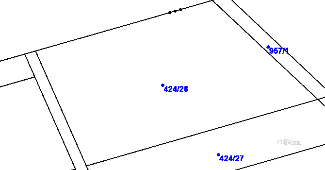 Parcela st. 424/28 v KÚ Rokytnice u Přerova, Katastrální mapa