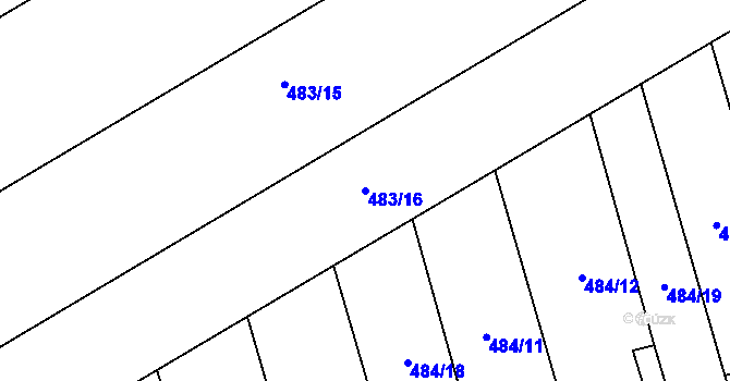 Parcela st. 483/16 v KÚ Rokytnice u Přerova, Katastrální mapa