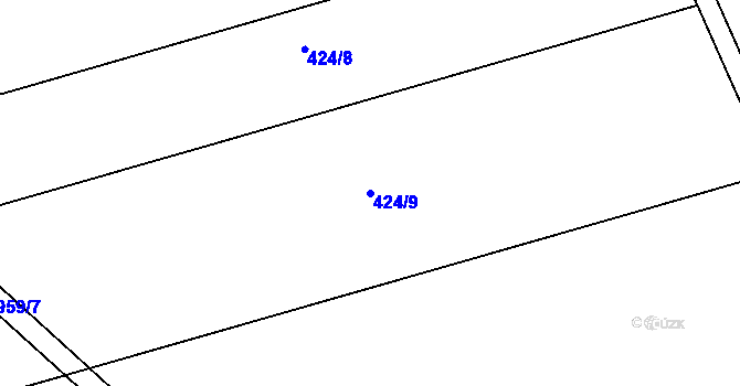Parcela st. 424/9 v KÚ Rokytnice u Přerova, Katastrální mapa