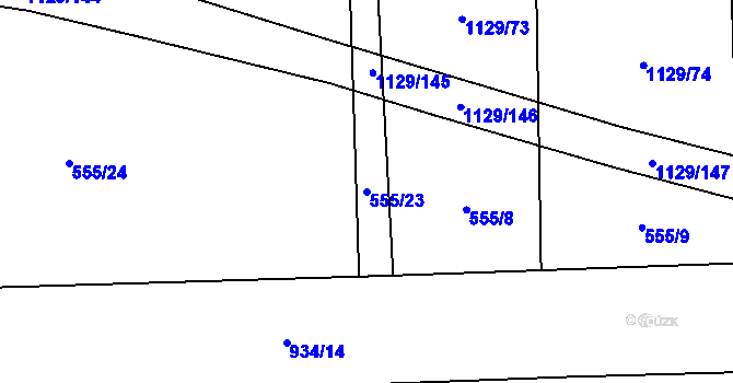 Parcela st. 555/23 v KÚ Rokytnice u Přerova, Katastrální mapa