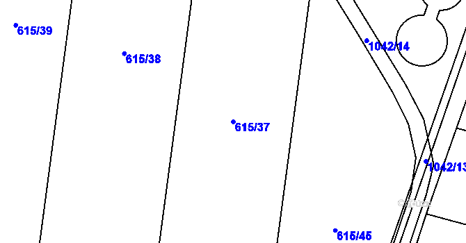 Parcela st. 615/37 v KÚ Rokytnice u Přerova, Katastrální mapa