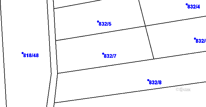 Parcela st. 832/7 v KÚ Rokytnice u Přerova, Katastrální mapa