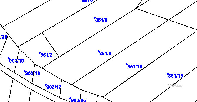 Parcela st. 851/9 v KÚ Rokytnice u Přerova, Katastrální mapa