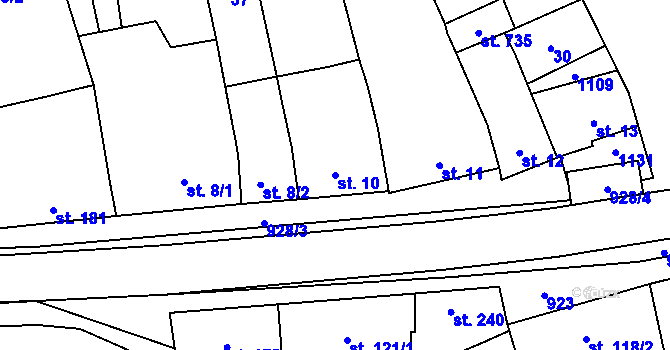 Parcela st. 10 v KÚ Rokytnice u Přerova, Katastrální mapa