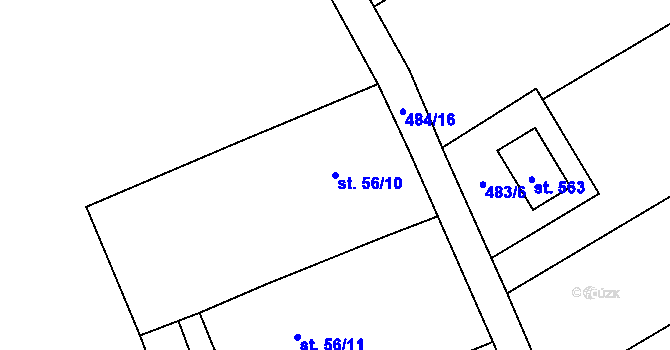 Parcela st. 56/10 v KÚ Rokytnice u Přerova, Katastrální mapa