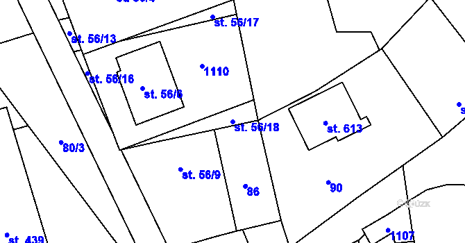 Parcela st. 56/18 v KÚ Rokytnice u Přerova, Katastrální mapa