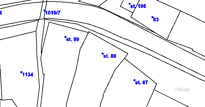 Parcela st. 88 v KÚ Rokytnice u Přerova, Katastrální mapa