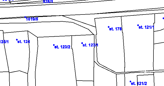 Parcela st. 123/1 v KÚ Rokytnice u Přerova, Katastrální mapa