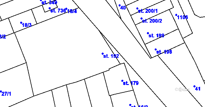 Parcela st. 192 v KÚ Rokytnice u Přerova, Katastrální mapa