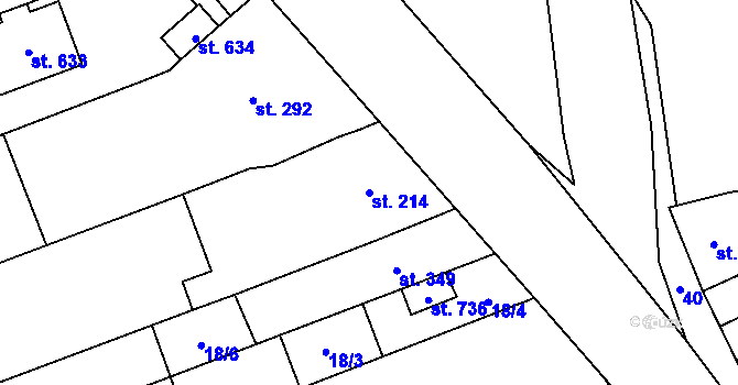 Parcela st. 214 v KÚ Rokytnice u Přerova, Katastrální mapa
